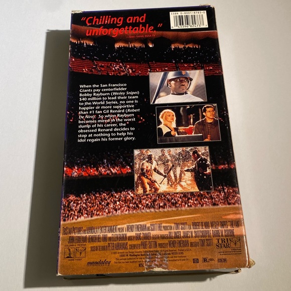 📼 VHS, 1997 The Fan Movie  Drama Crime Thriller ; Wesley Snipes, Robert DeNiro - Picture 2 of 3